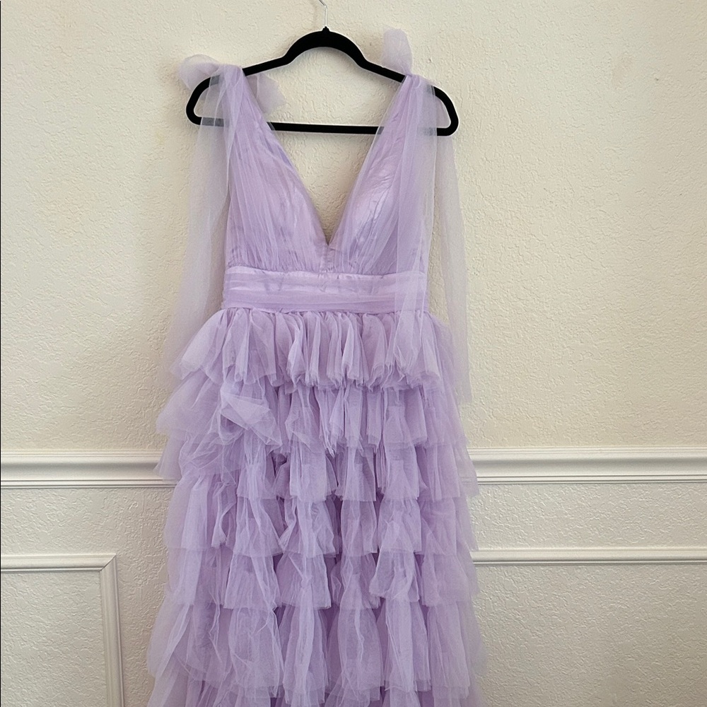 Lavender Ruffled Tulle Gown